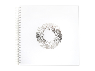 ALBUM DO ZDOBIENIA 30, 5 CM X 30, 5 CM - BIA�Y  ZE SREBRNYM  NADRUKIEM  (40 KARTEK)