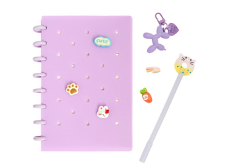 ZESZYT Z WPINKAMI I AKCESORIAMI - PASTEL PURPLE [opakowanie=3szt]