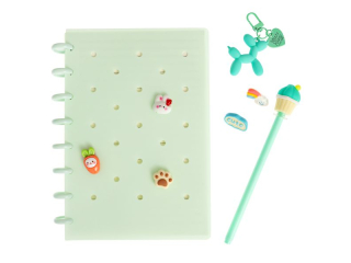 ZESZYT Z WPINKAMI I AKCESORIAMI - PASTEL GREEN [opakowanie=3szt]