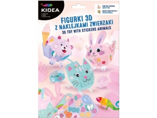 FIGURKI 3D Z NAKLEJKAMI ZWIERZAKI KIDEA