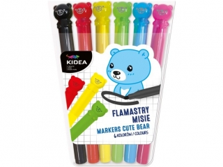 FLAMASTRY MISIE 6 KOLORÓW KIDEA