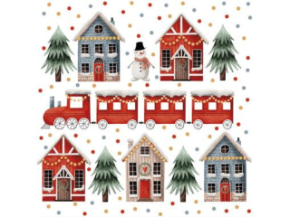 Serwetki POL-MAK GWIAZDKA Daisy Lunch 33cm 20szt. Christmas Houses and Train SD_GW_023601  [opakowanie=24szt]