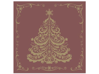 Serwetki POL-MAK GWIAZDKA Daisy Lunch 33cm 20szt. Gold Christmas Tree on Claret SD_GW_024803  [opakowanie=24szt]