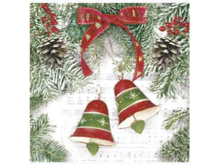 Serwetki POL-MAK GWIAZDKA Maki Lunch 33cm 20szt. Xmas Bells on Music Notes SL_GW_027201  [opakowanie=12szt]