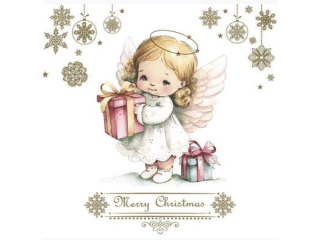 Serwetki POL-MAK GWIAZDKA Maki Lunch 33cm 20szt. Lovely Angel with Presents SL_GW_027601  [opakowanie=12szt]