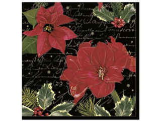 Serwetki POL-MAK GWIAZDKA Maki Lunch 33cm 20szt. Composition with Red Amarylis on Black SL_GW_027701  [opakowanie=12szt]