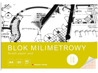 Blok milimetrowy A4 20 80g [opakowanie=10szt]