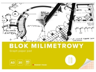 Blok milimetrowy A3 20 80g [opakowanie=10szt]