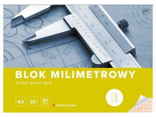 Blok milimetrowy A3 20 80g [opakowanie=10szt]