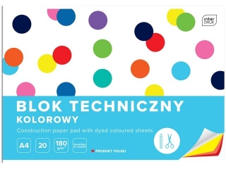 Blok tech.kol.A4 20 180g barw.w masie [opakowanie=5szt]