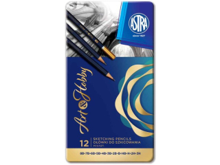 Zestaw o��wk�w do szkicowania Astra Artea mix 12 sztuk metalow. pude�ku  [opakowanie=12szt]
