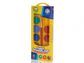 Farby akwarelowe Astra 12 kol - fi 30, 0 mm w pudeku [opakowanie=5szt]