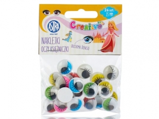 Oczy samoprzylepne z rz�sami Creativo 15 mm - Oczy Ksi�niczki [opakowanie=24szt]