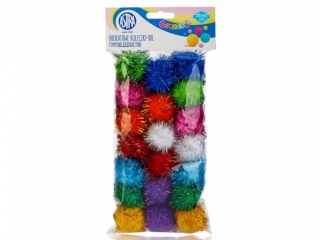 Pompony dekoracyjne brokatowe Creativo 40 mm - Brokatowe kuleczki XXL [opakowanie=24szt]