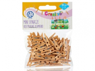 Mini spinacze drewniane Creativo 50 sztuk - Rustykalne klamerki [opakowanie=24szt]