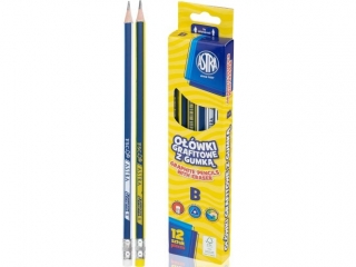 Owki grafitowe trjktne B z gumk ASTRA - 12 szt. box [opakowanie=12szt]