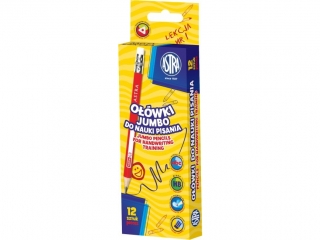 Ołówki grafitowe trójkątne Jumbo HB z gumką do nauki pisania ASTRA - 12 szt. box (5%)