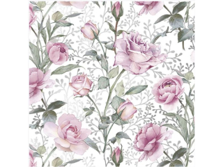 Serwetki POL-MAK Daisy Lunch 33cm 20szt. Pink Roses on Silver  SD_OG_042901 [opakowanie=24szt]