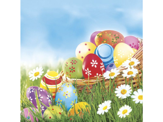 Serwetki POL-MAK Daisy Lunch 33cm 20szt. Colourful Easter Eggs and Daisies SD_WL_011001 [opakowanie=24szt]