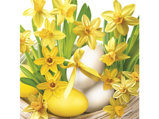 Serwetki POL-MAK Daisy Lunch 33cm 20szt. Sunny Daffodils with Eggs SD_WL_013201 [opakowanie=24szt]