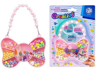 Zestaw koralikw Motyl ASTRA Creativo 250 szt + 2m  gumki [opakowanie=20szt]