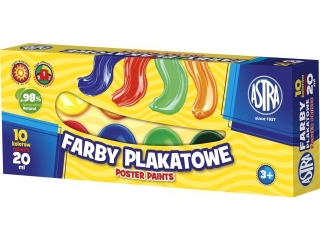 Farby plakatowe Astra 10 kol x 20 ml PREMIUM BOX [opakowanie=6szt]