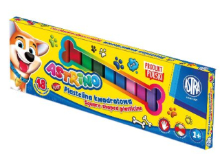 Plastelina kwadratowa ASTRINO 18 kolorw  [opakowanie=4szt]