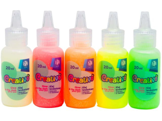 Klej brokatowy �wiec�cy w ciemno�ci ASTRA CREATIVO 5 kol x 20ml  [opakowanie=12szt] (CEN+5%)