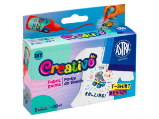Farby do tkanin ASTRA CREATIVO 5 kol x 20ml  [opakowanie=12szt] (CEN+5%)
