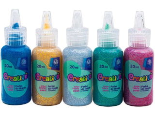 Farby do tkanin z brokatem ASTRA CREATIVO 5 kol x 20ml  [opakowanie=12szt] (CEN+5%)