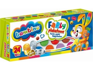 Farby plakatowe 24 kolory 10 ml ZWIERZAKI UCZNIAKI [opakowanie=5szt]