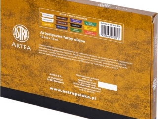 Farby olejne Astra 12 kol x 18ml - Zestaw nr 2 [opakowanie=3szt]