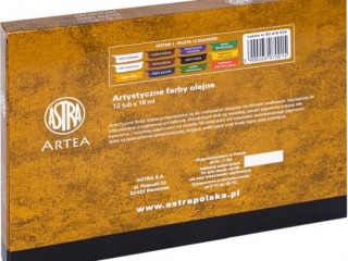 Farby olejne Astra 12 kol x 18ml - Zestaw nr 2 [opakowanie=3szt]