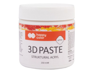 Pasta strukturalna 3D, akrylowe medium do tworzenia struktur, biaa, soik 250ml, Happy Color