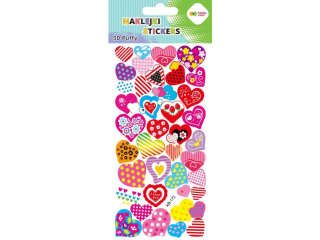 Naklejki 3D PUFFY-Colorful Hearts, 9.5 cm x 22 cm, Happy Color [opakowanie=5szt]