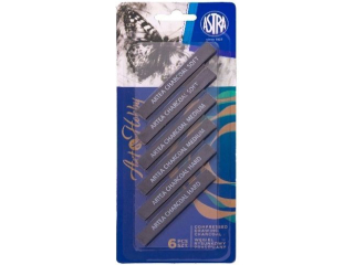 Zestaw w�gli prasowanych ARTEA 6 sztuk blister, 2 medium, 2 hard, 2 soft - czarny  [opakowanie=12szt]