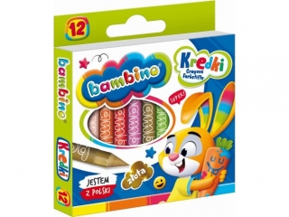 Kredki BAMBINO 12 kolorw + temperwka ZWIERZAKI UCZNIAKI [opakowanie=10szt]