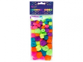 POMPONY AKRYLOWE MIX NEON, 78 SZT. [opakowanie=6szt]