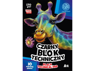 Blok techniczny ASTRAPAP BLACK A4 170g 10 ark [opakowanie=10szt]
