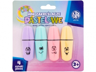 Mini zakre�lacze ASTRA Pastel Line 4 kolory - 4 szt. blister [opakowanie=24szt] (CEN+2%)