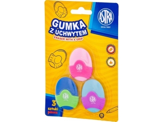 Gumka owalna z uchwytem ASTRA - 3 szt. blister [opakowanie=12szt]