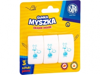 Gumka myszka ASTRA - 3 szt. blister [opakowanie=12szt]
