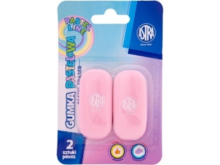 Gumka owalna pastelowa ASTRA PASTEL LINE - 2 szt. blister [opakowanie=24szt]