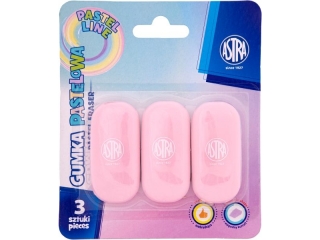 Gumka owalna pastelowa ASTRA PASTEL LINE - 3 szt. blister [opakowanie=18szt]