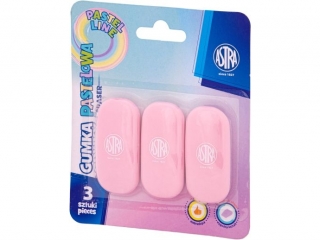 Gumka owalna pastelowa ASTRA PASTEL LINE - 3 szt. blister [opakowanie=18szt]