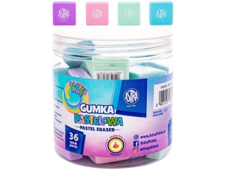 Gumka kwadratowa pastelowa ASTRA PASTEL LINE - 36 szt. drum [opakowanie=36szt]