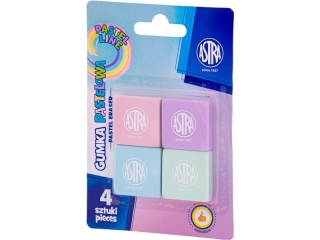 Gumka kwadratowa pastelowa ASTRA PASTEL LINE - 4 szt. blister [opakowanie=12szt]