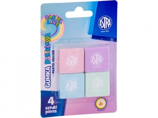 Gumka kwadratowa pastelowa ASTRA PASTEL LINE - 4 szt. blister [opakowanie=12szt]