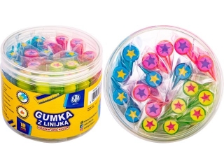 Gumka i linijka 5cm 2w1 ASTRA - 18 szt. drum [opakowanie=18szt]