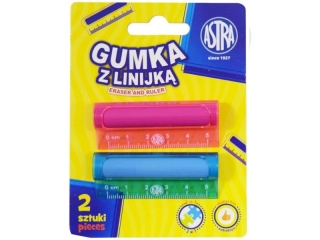 Gumka i linijka 5cm 2w1 ASTRA - 2 szt. blister [opakowanie=24szt]